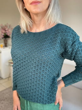 BLUSA ILANA TRICOT - VERDE PETROLEO