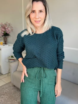 BLUSA ILANA TRICOT - VERDE PETROLEO