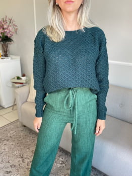 BLUSA ILANA TRICOT - VERDE PETROLEO