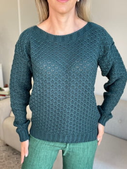 BLUSA ILANA TRICOT - VERDE PETROLEO