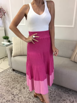 SAIA NATALIA MIDI 2 cores ROSA BEBÊ E ROSA ESCURO